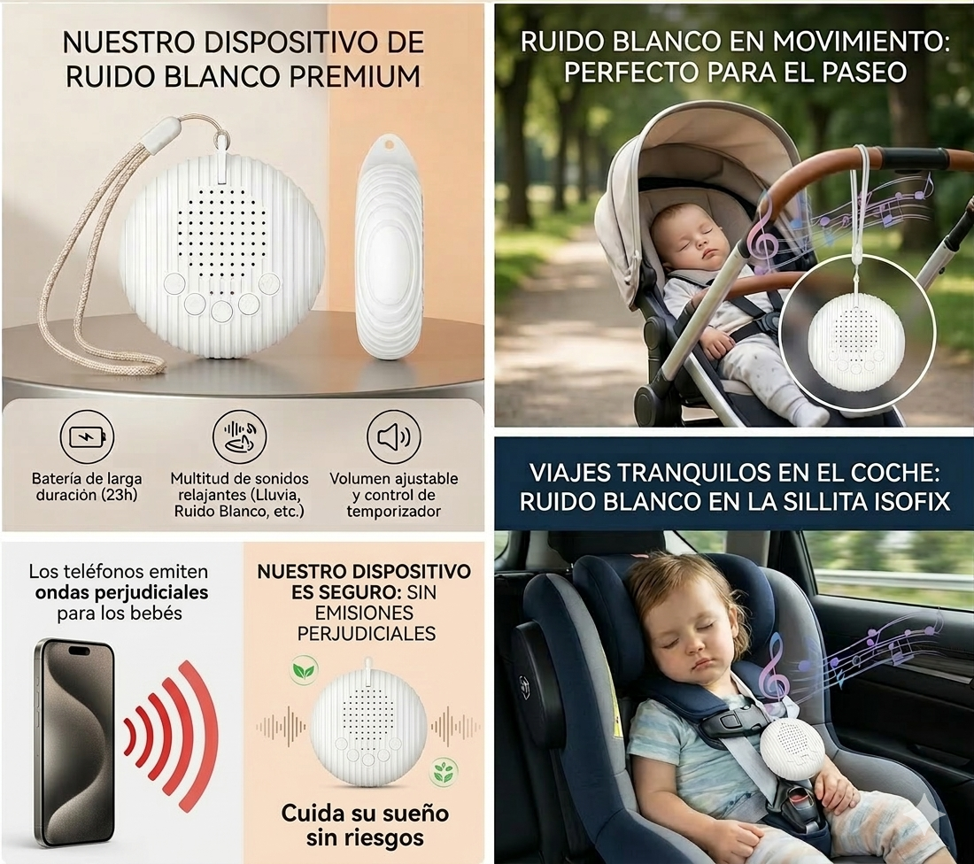 Máquina de Sonido Blanco Portátil para Bebés