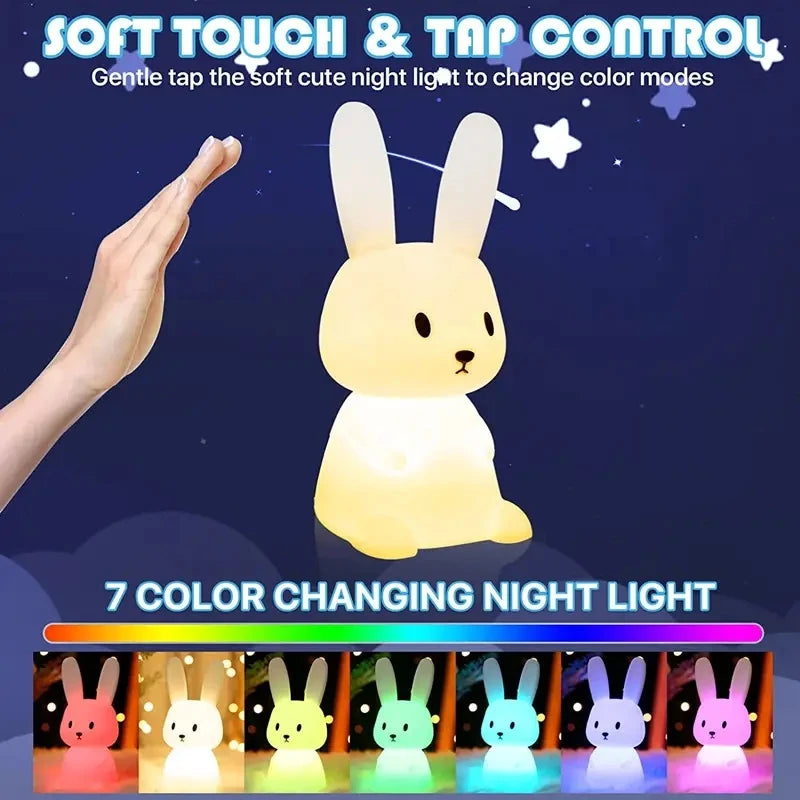 Lámpara LED de Noche de Silicona en Forma de Conejo