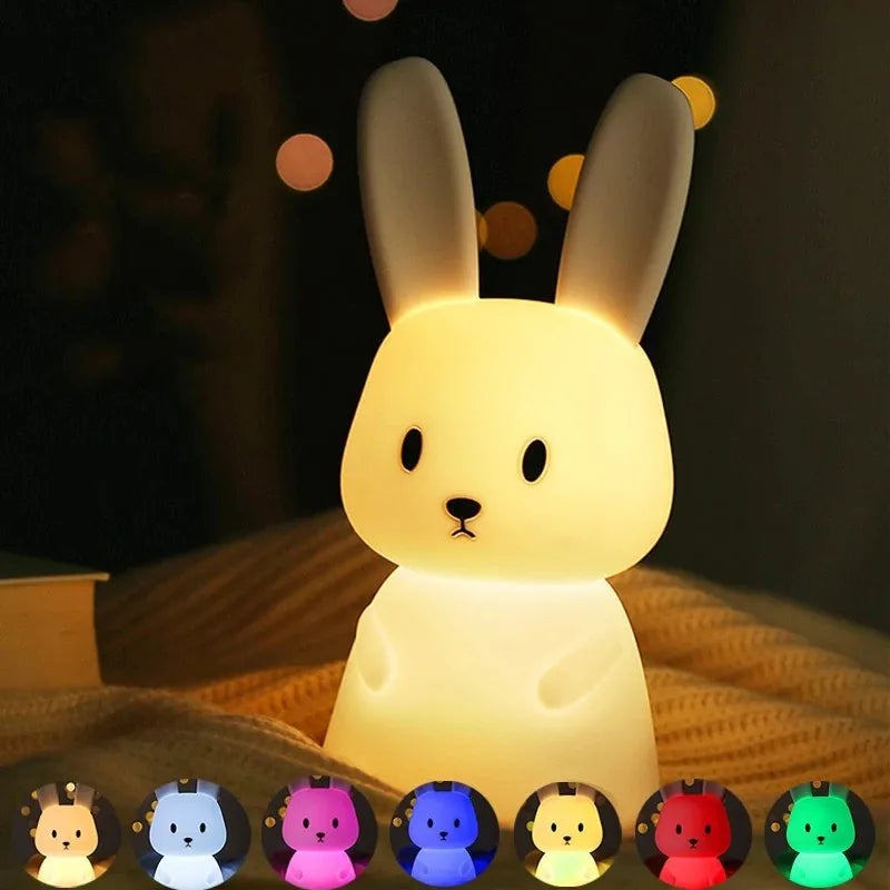Lámpara LED de Noche de Silicona en Forma de Conejo