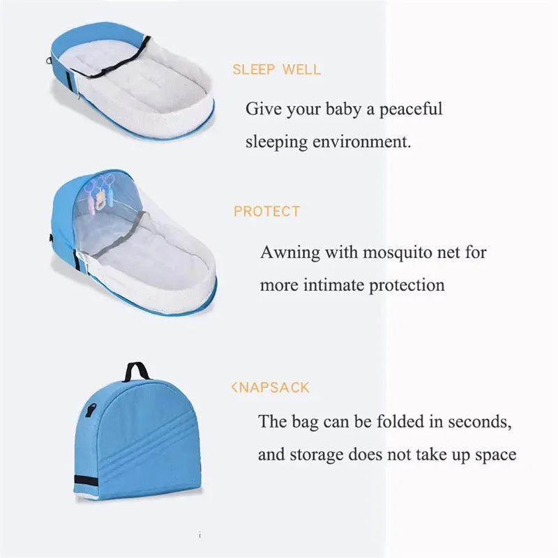 Cuna Portátil Plegable para Bebé con Mosquitera