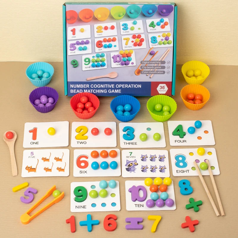 Juego de Cuentas de Madera con Clip