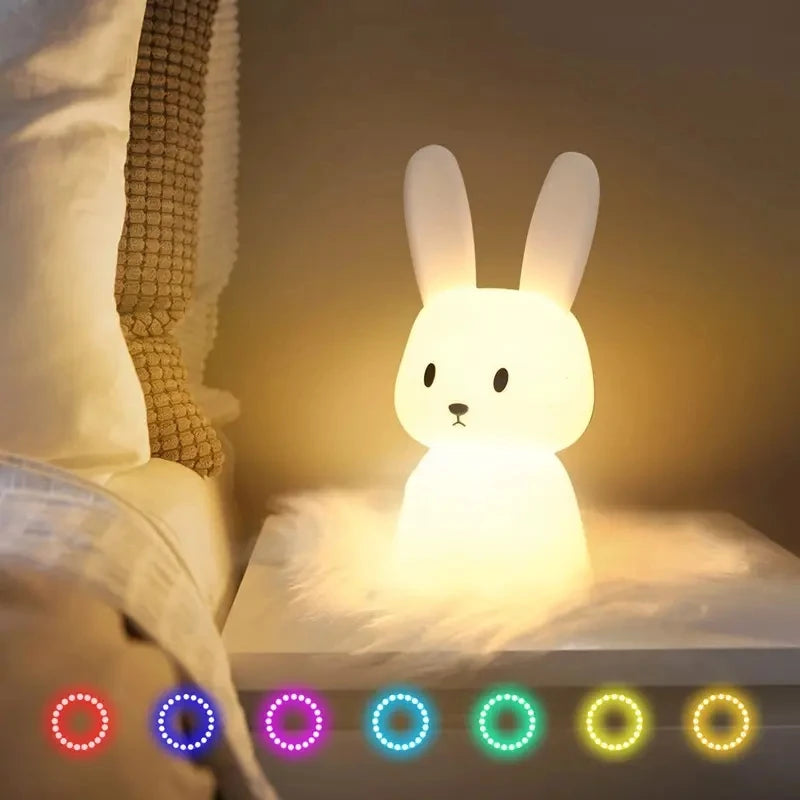 Lámpara LED de Noche de Silicona en Forma de Conejo