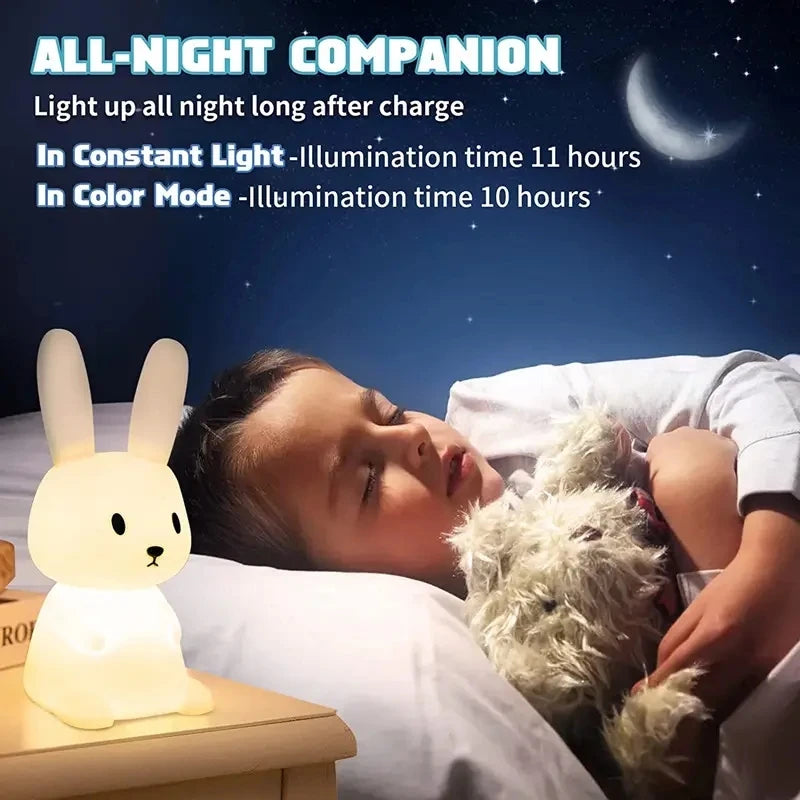 Lámpara LED de Noche de Silicona en Forma de Conejo